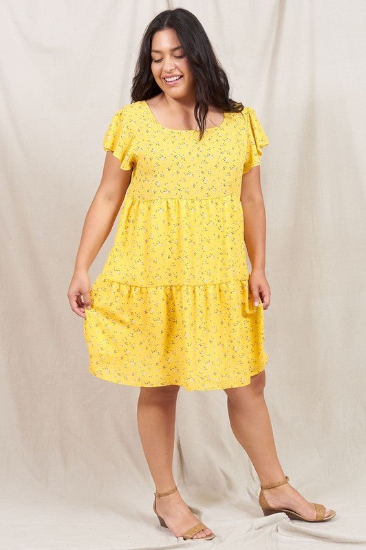 Plus Floral Flutter Sleeve Tunic