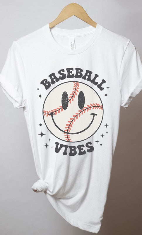 Retro Baseball Vibes Smiley Graphic Tee PLUS