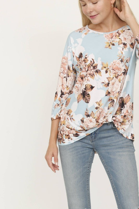 Plus Floral Bottom Knot Tunic