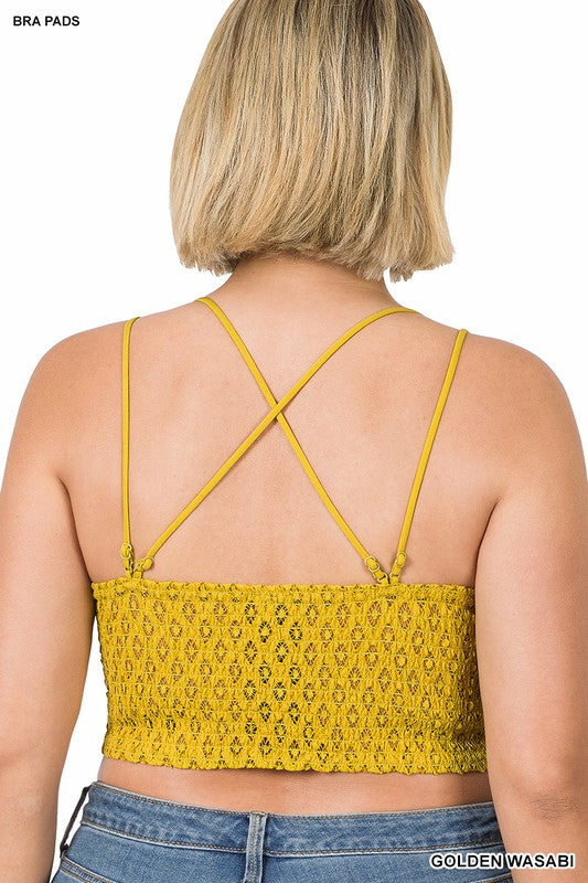 Plus Crochet Lace Bralette with Bra Pads