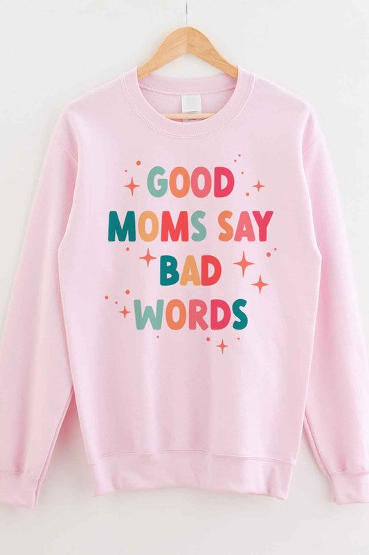 GOOD MOM BAD WORDS GRAPHIC SWEATSHIRT PLUS SIZE