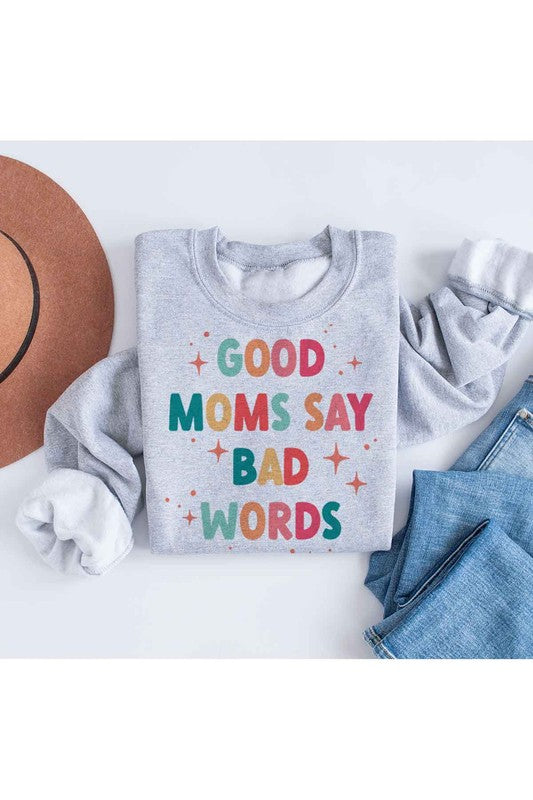 GOOD MOM BAD WORDS GRAPHIC SWEATSHIRT PLUS SIZE