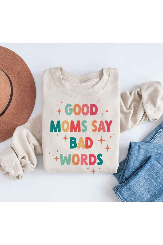 GOOD MOM BAD WORDS GRAPHIC SWEATSHIRT PLUS SIZE