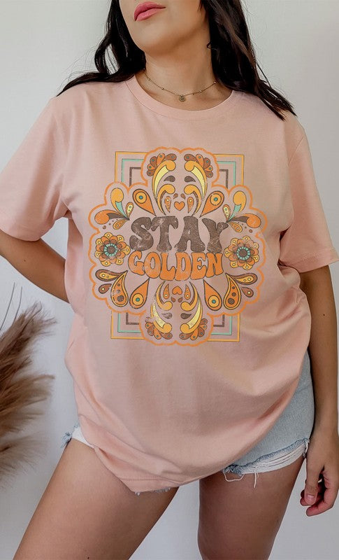 Retro Stay Golden Oversized Graphic Tee