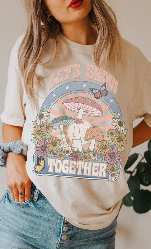 Retro Lets Grow Together Oversized Graphic Tee