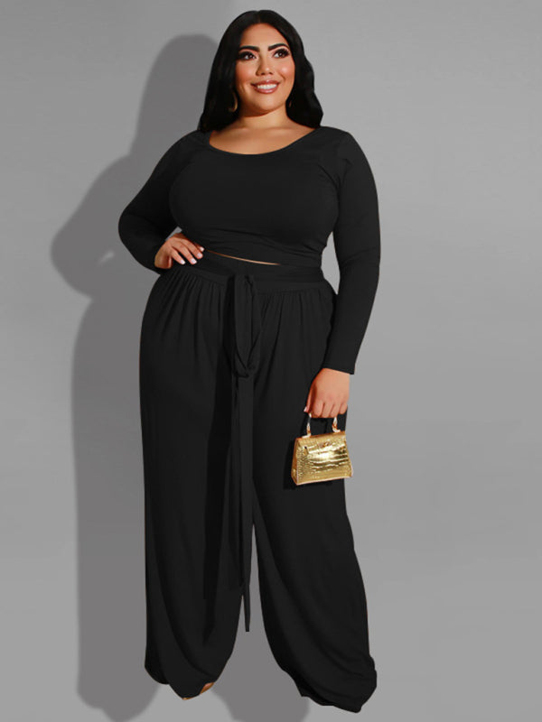 Women's Solid Color Plus Size Lounge Set 2 Piece