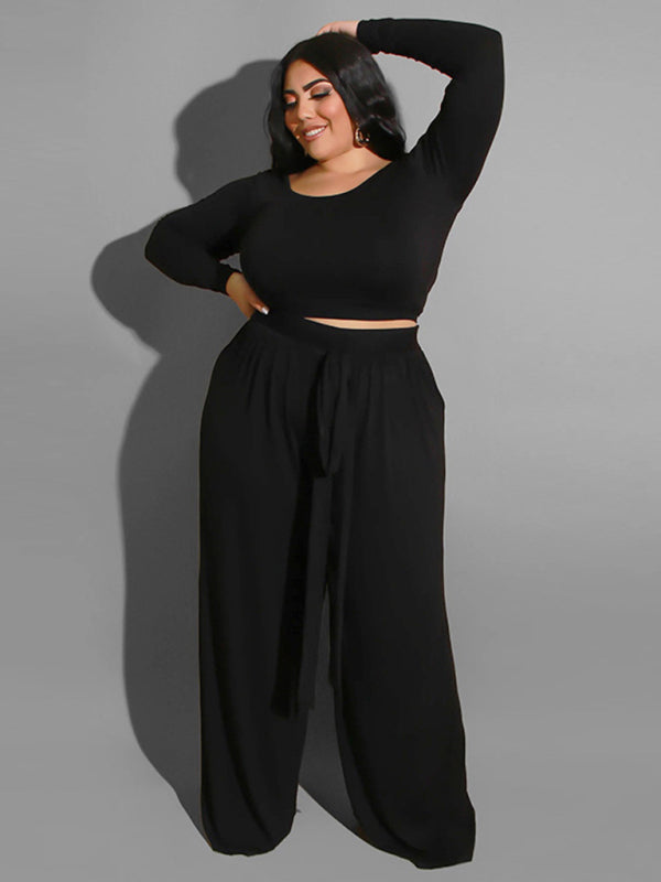 Women's Solid Color Plus Size Lounge Set 2 Piece