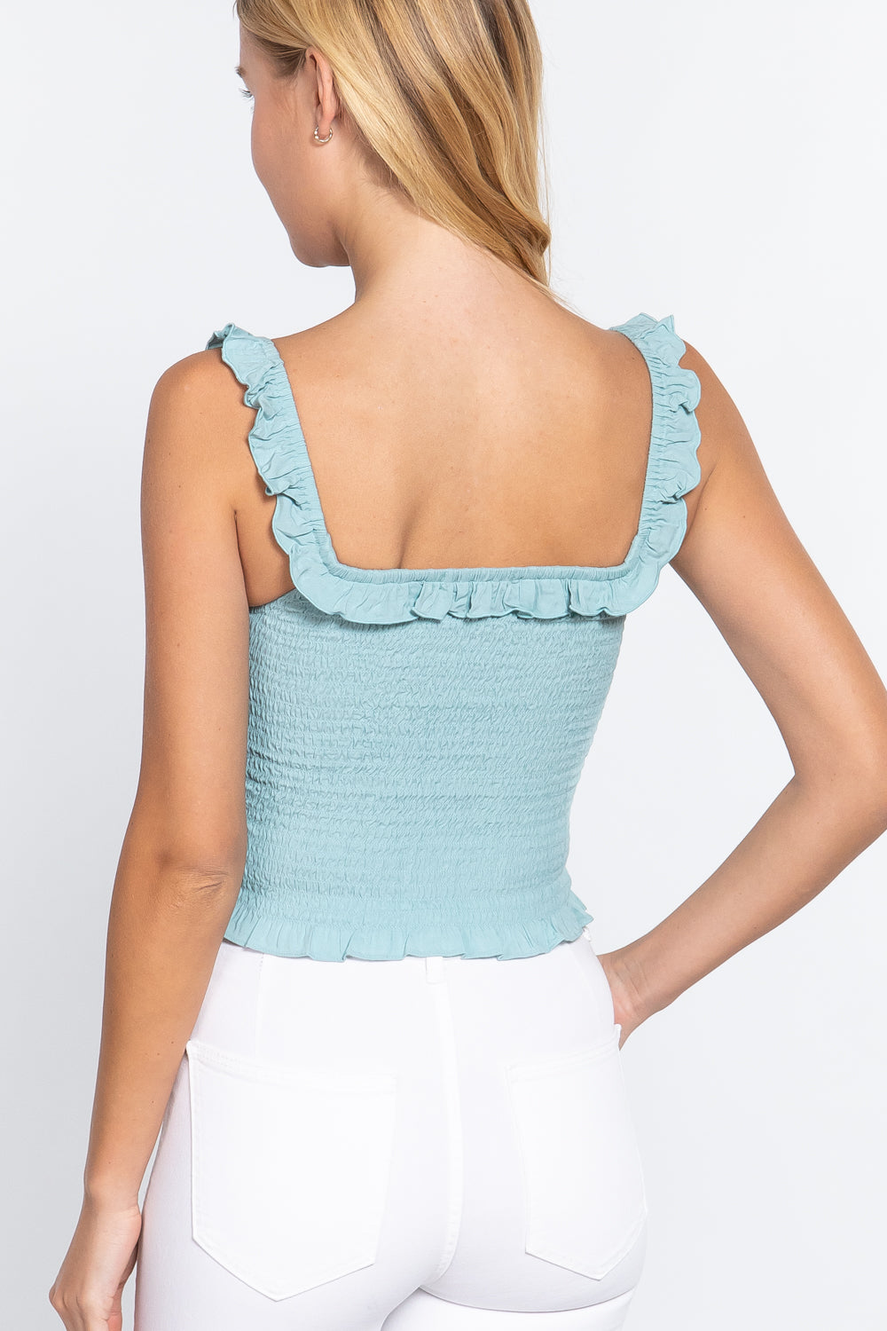 Smocking Ruffle Cami Woven Top