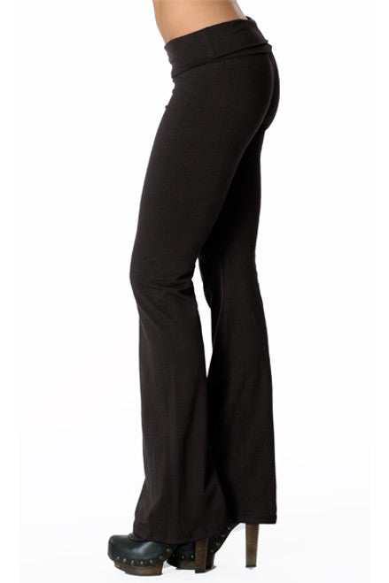 SOLID COTTON PLUS SIZE FLARE YOGA LEGGINGS